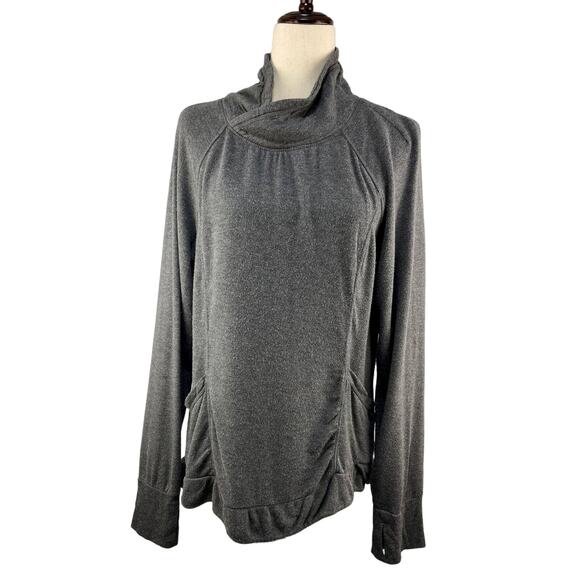 Yogalicious Tops - Yogalicious Split Mock Neck Gray Sweatshirt Size L Super Soft